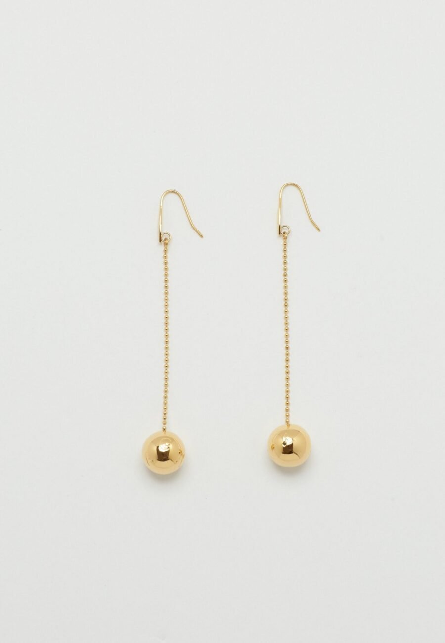 Gold Drop Sphere Earrings