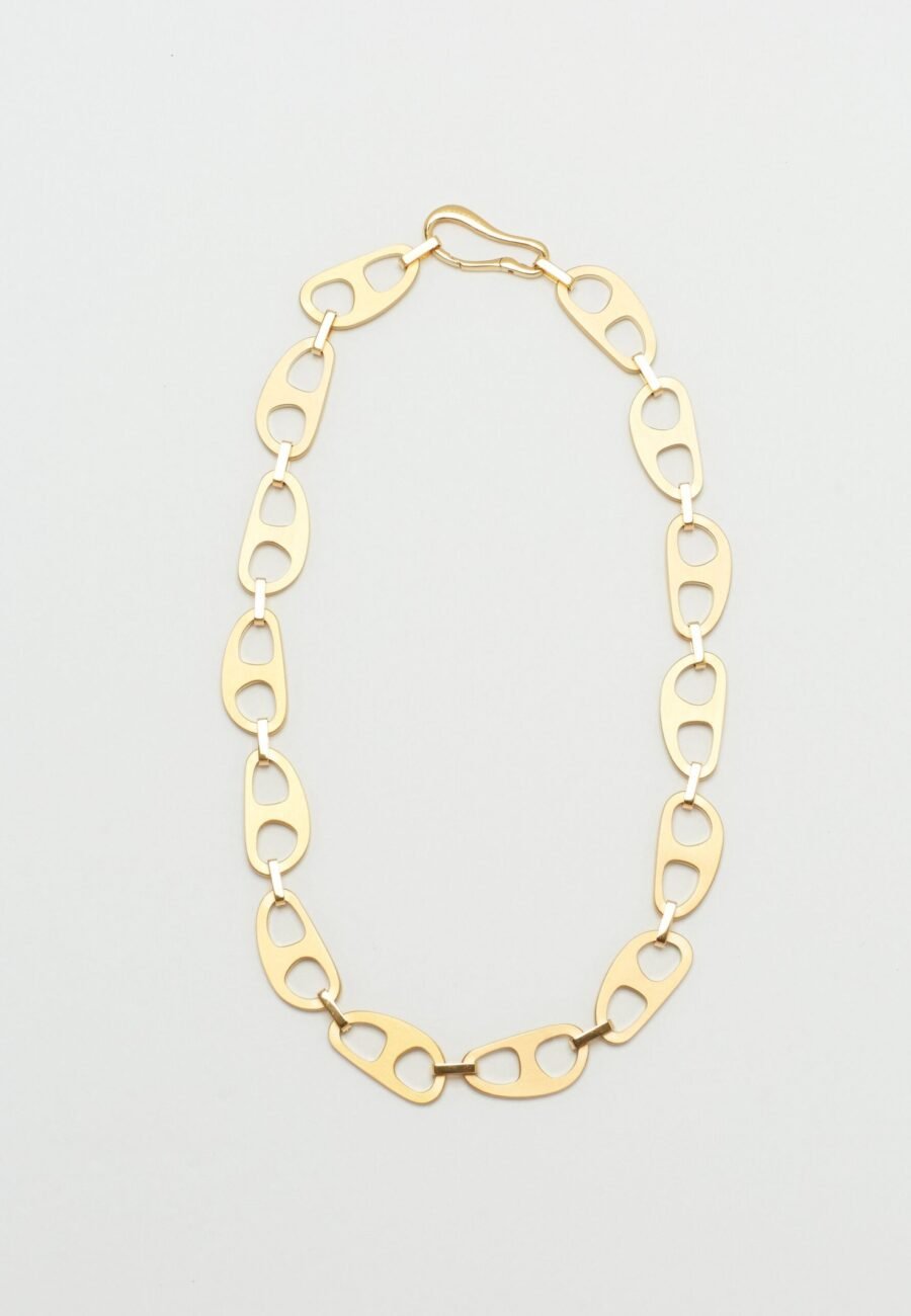 Gold Brushed Tab Necklace