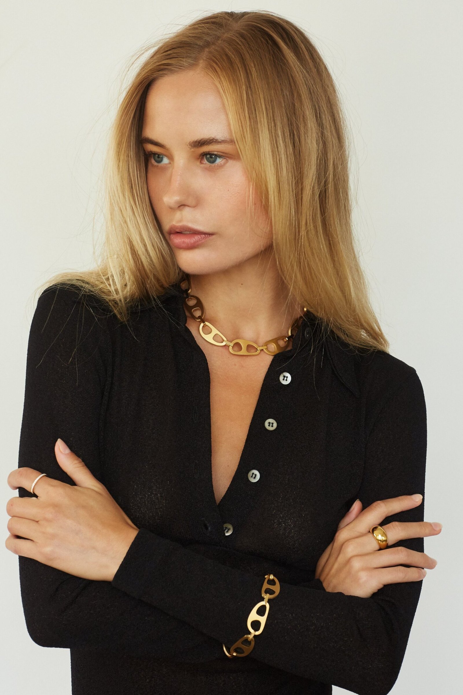Gold Brushed Tab Necklace - Image 2