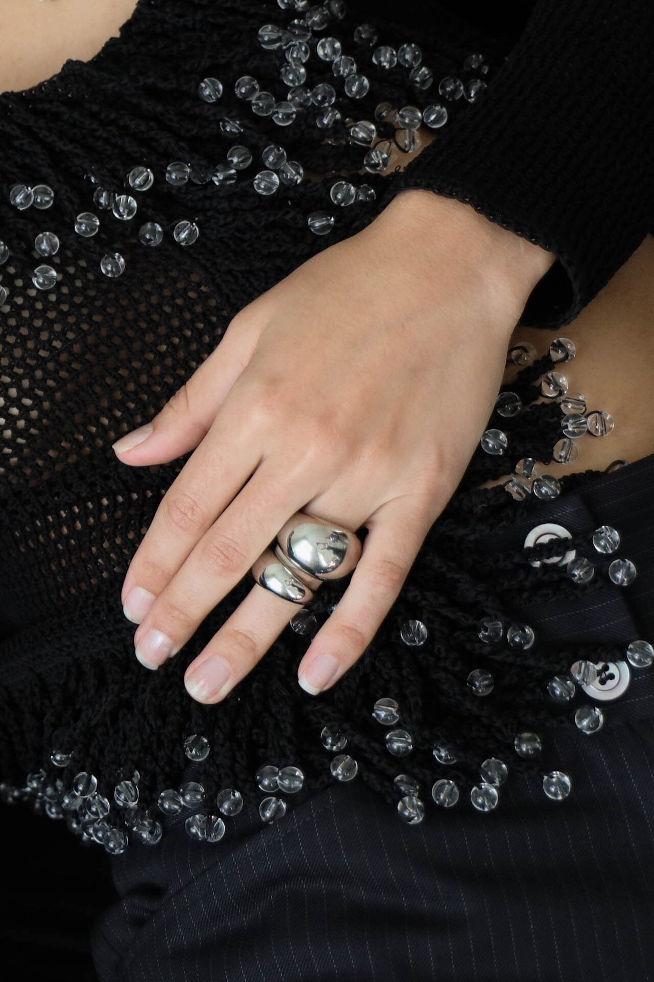 Large Silver Orb Ring - Image 2