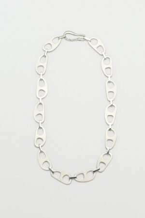 Silver Brushed Tab Necklace