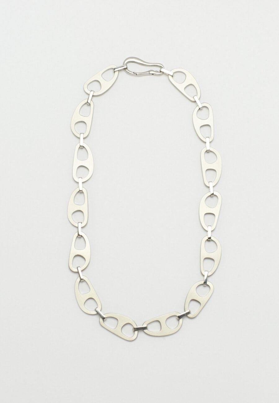 Silver Brushed Tab Necklace