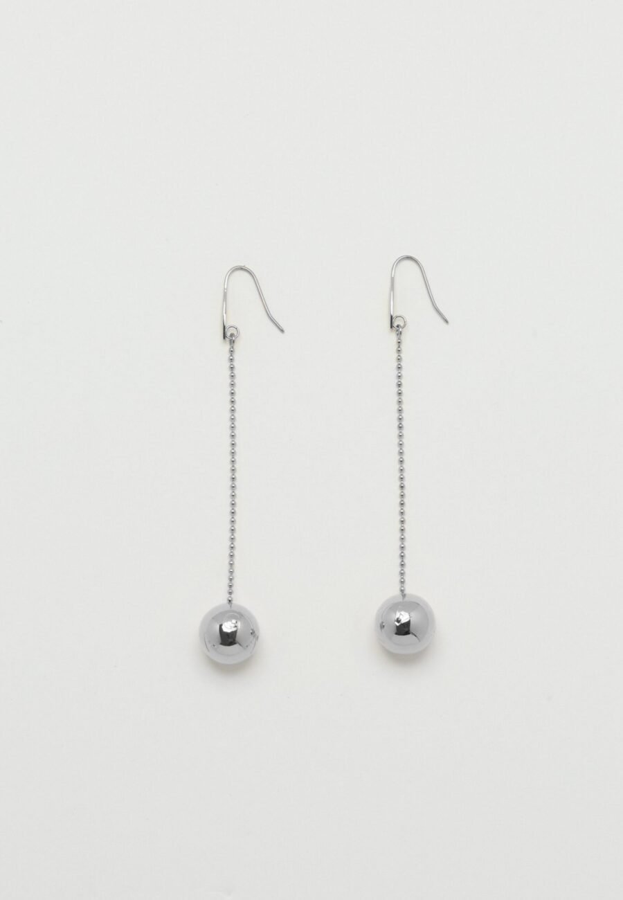 Silver Drop Sphere Earrings