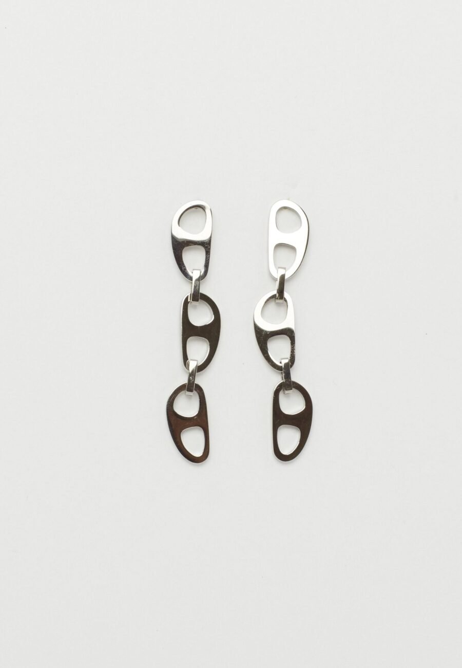 Silver Tab Drop Earrings